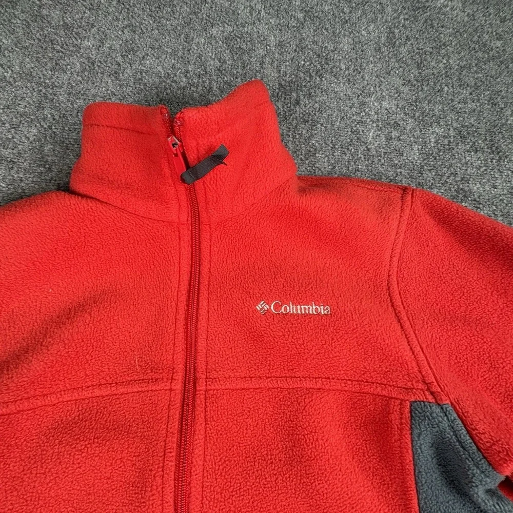 Columbia Fleece Jacket Youth 14 16 Red Full‎ Zip Outdoor Hiking Core Minimalist